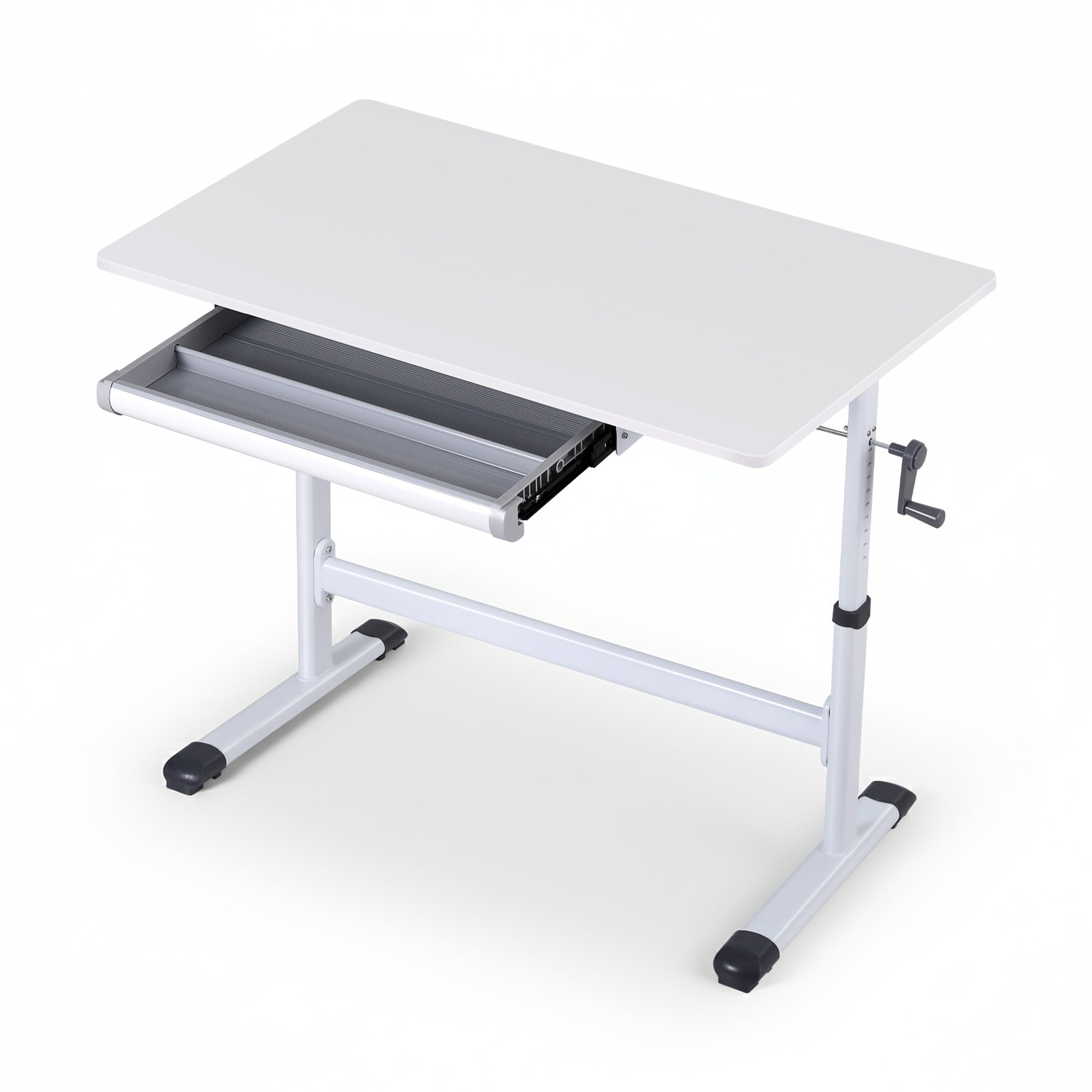 Scholar Manual Height Adjustable Desk – White – 100cm