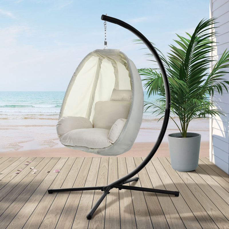 Outdoor Egg Canopy Swing Chair - Cream