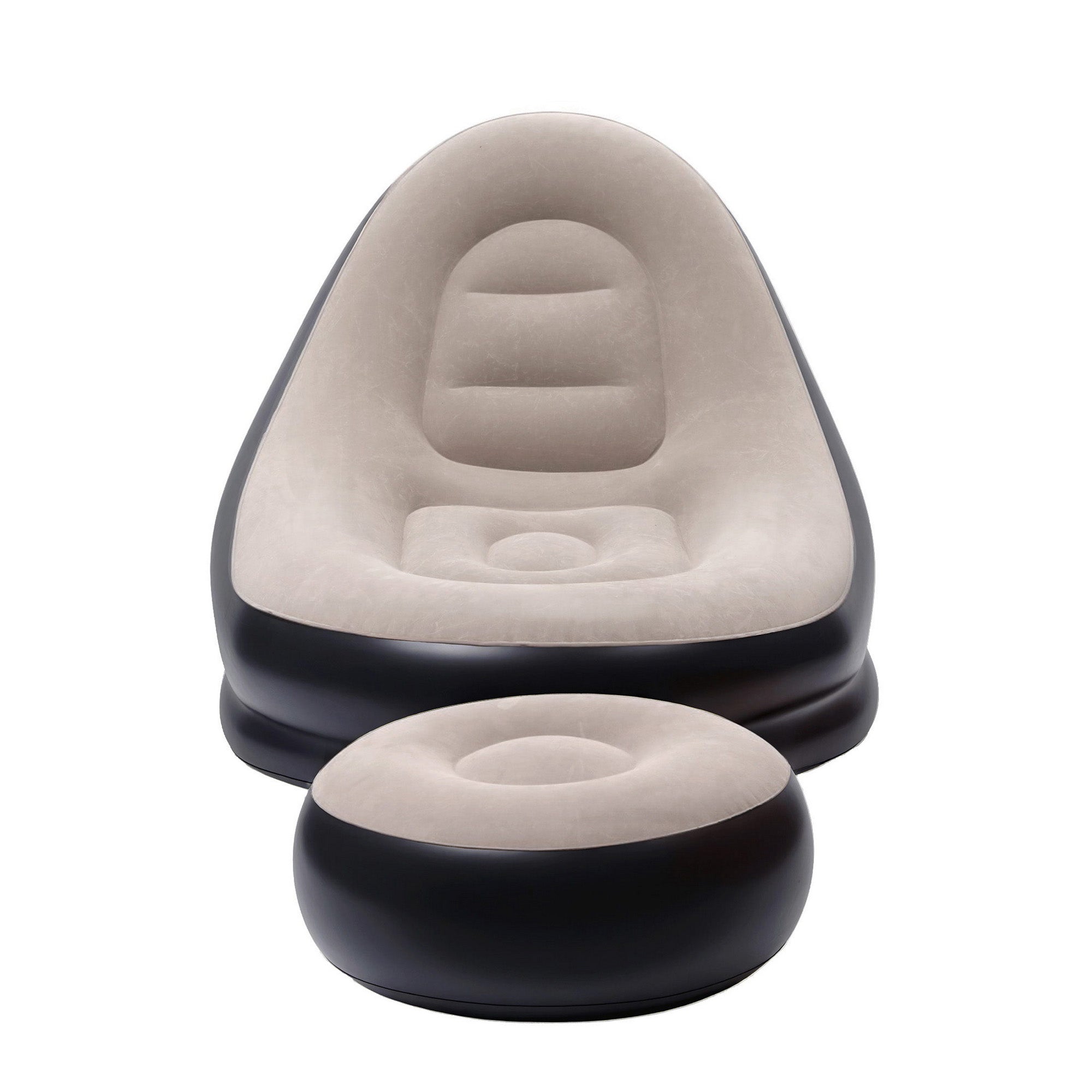 Recliner Inflatable Chair with Ottoman – Brown – Single