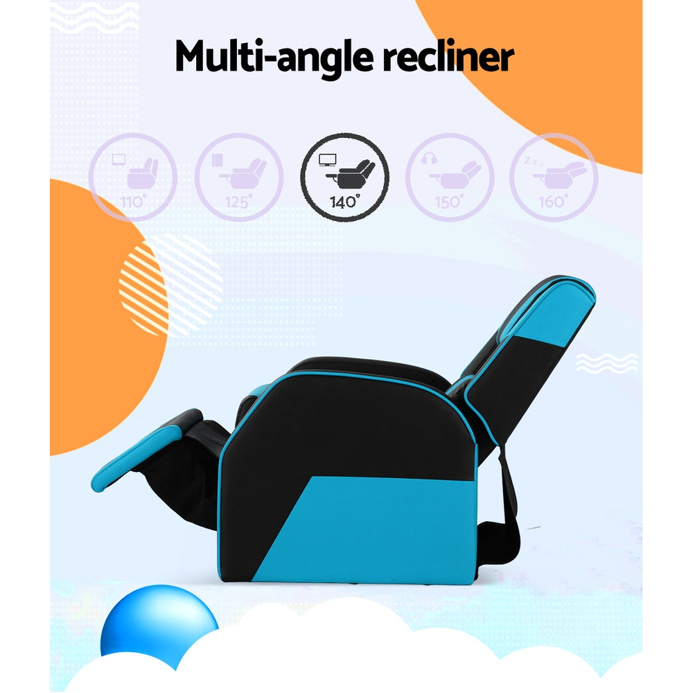 Kairo Kids Recliner Chair – Black & Blue – Single Seater
