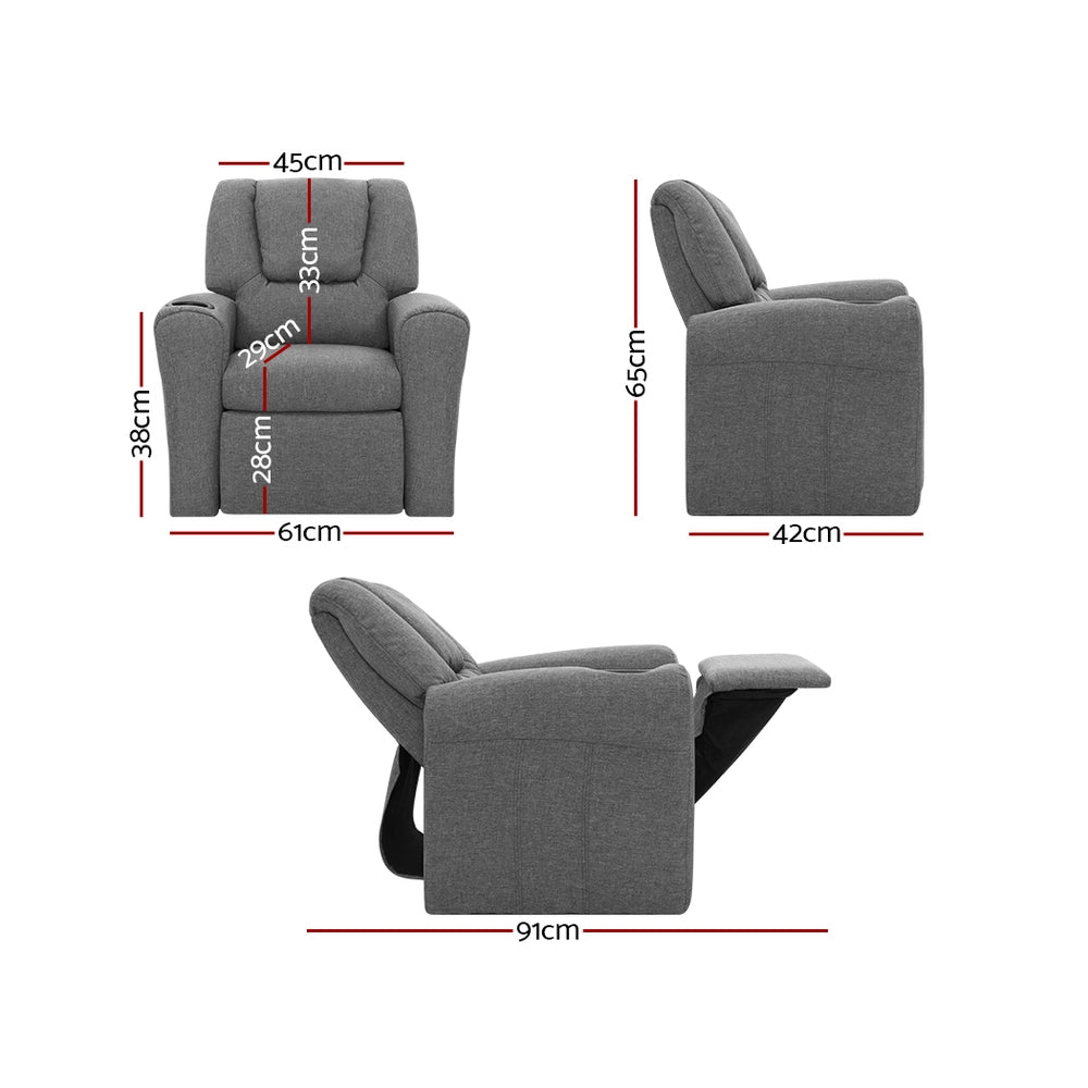 Junior Soft Recliner Chair – Grey – 61 cm