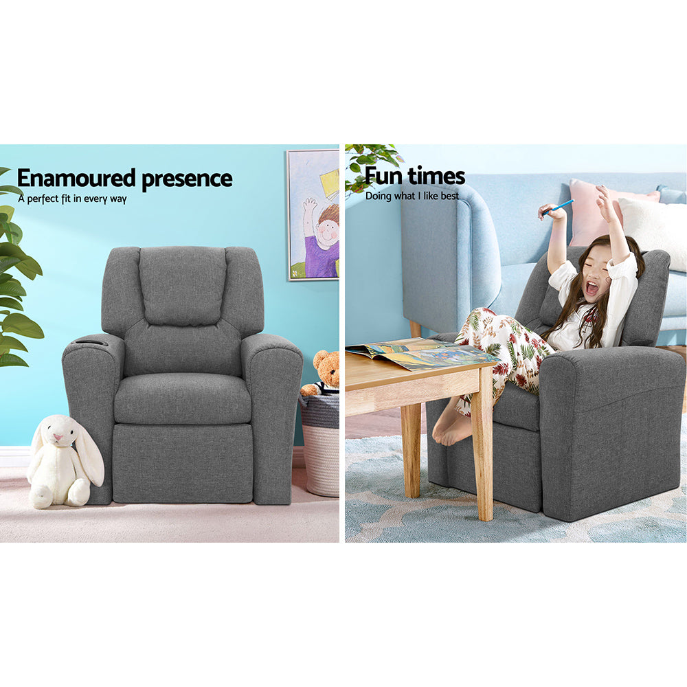 Junior Soft Recliner Chair – Grey – 61 cm
