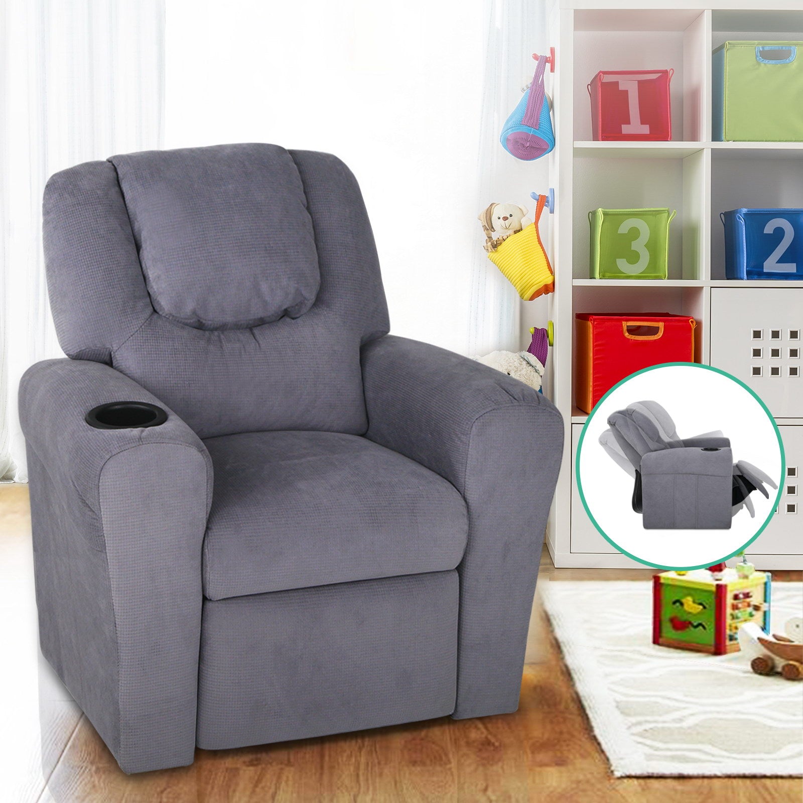 Junior Soft Recliner Chair – Grey – 61 cm