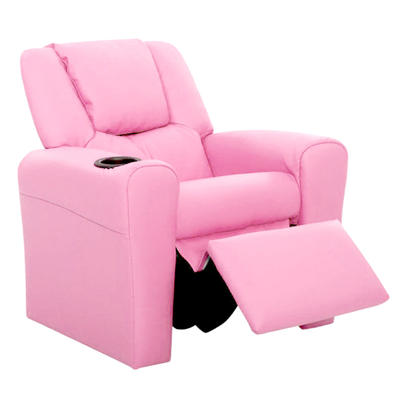 Kids Leather Recliner Chair - Pink