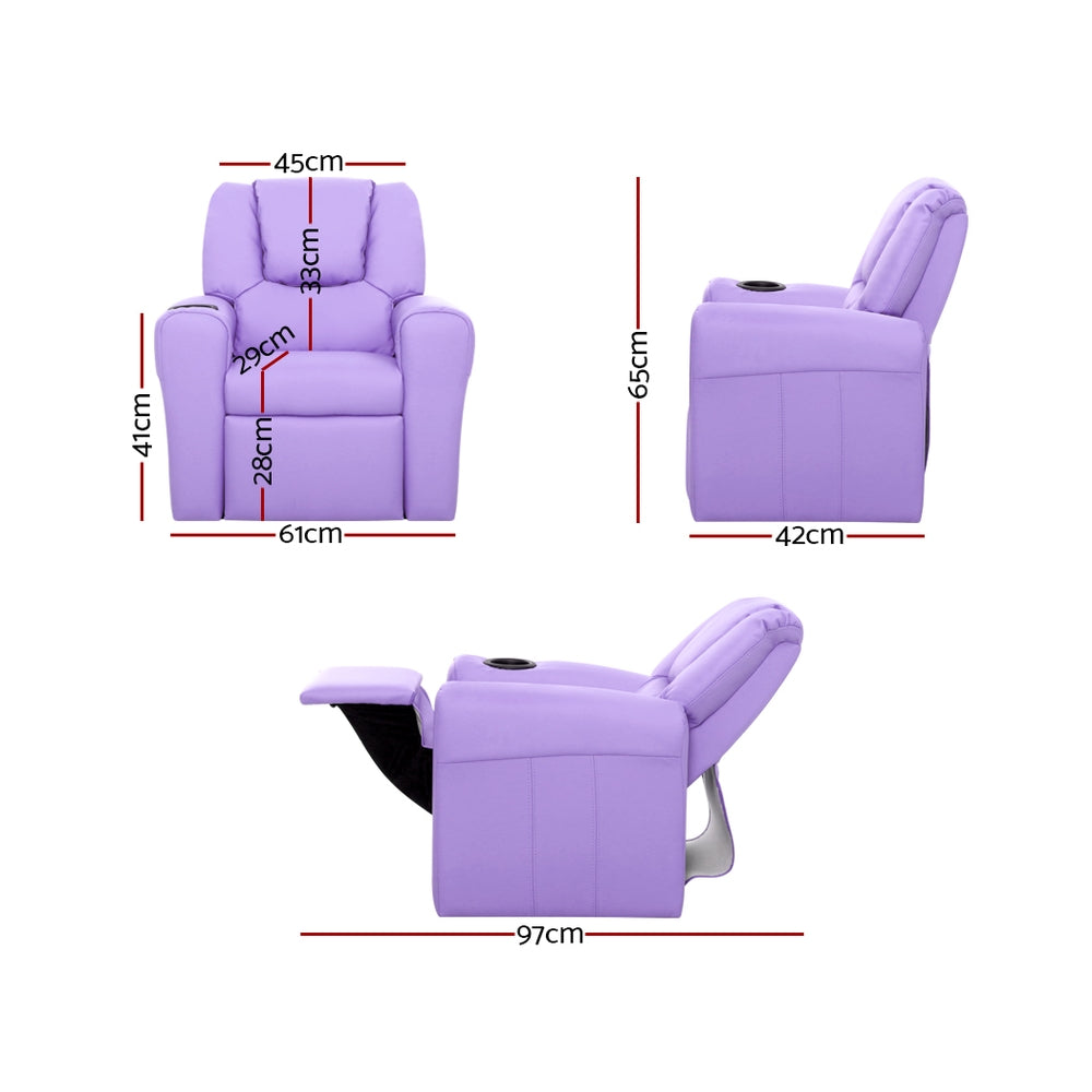 Nolan Kids Recliner Chair – Purple – Single