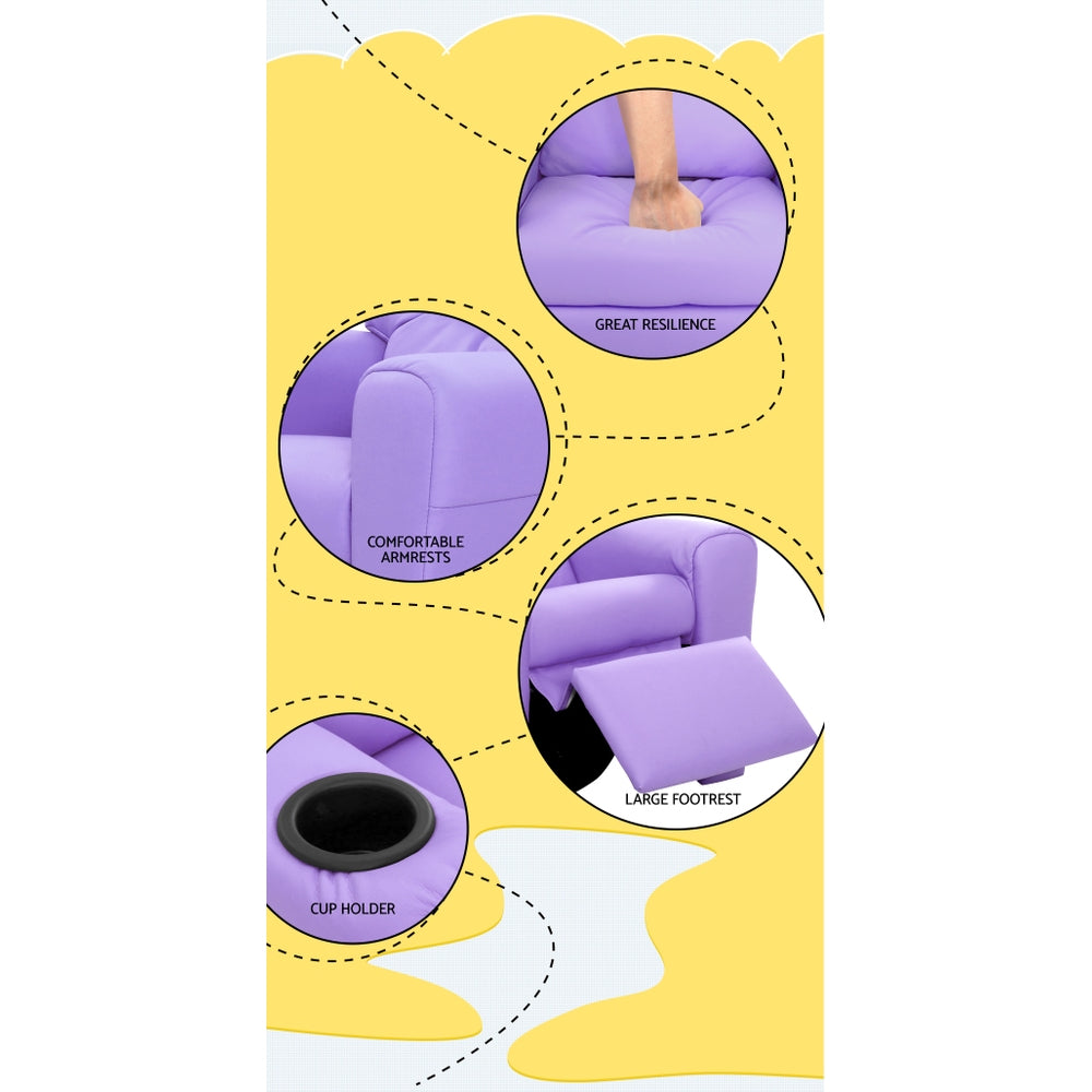Nolan Kids Recliner Chair – Purple – Single