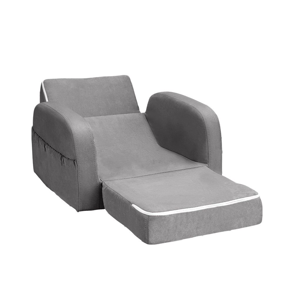 Hudson Kids Flip-Open Sofa – Grey – Single Seater