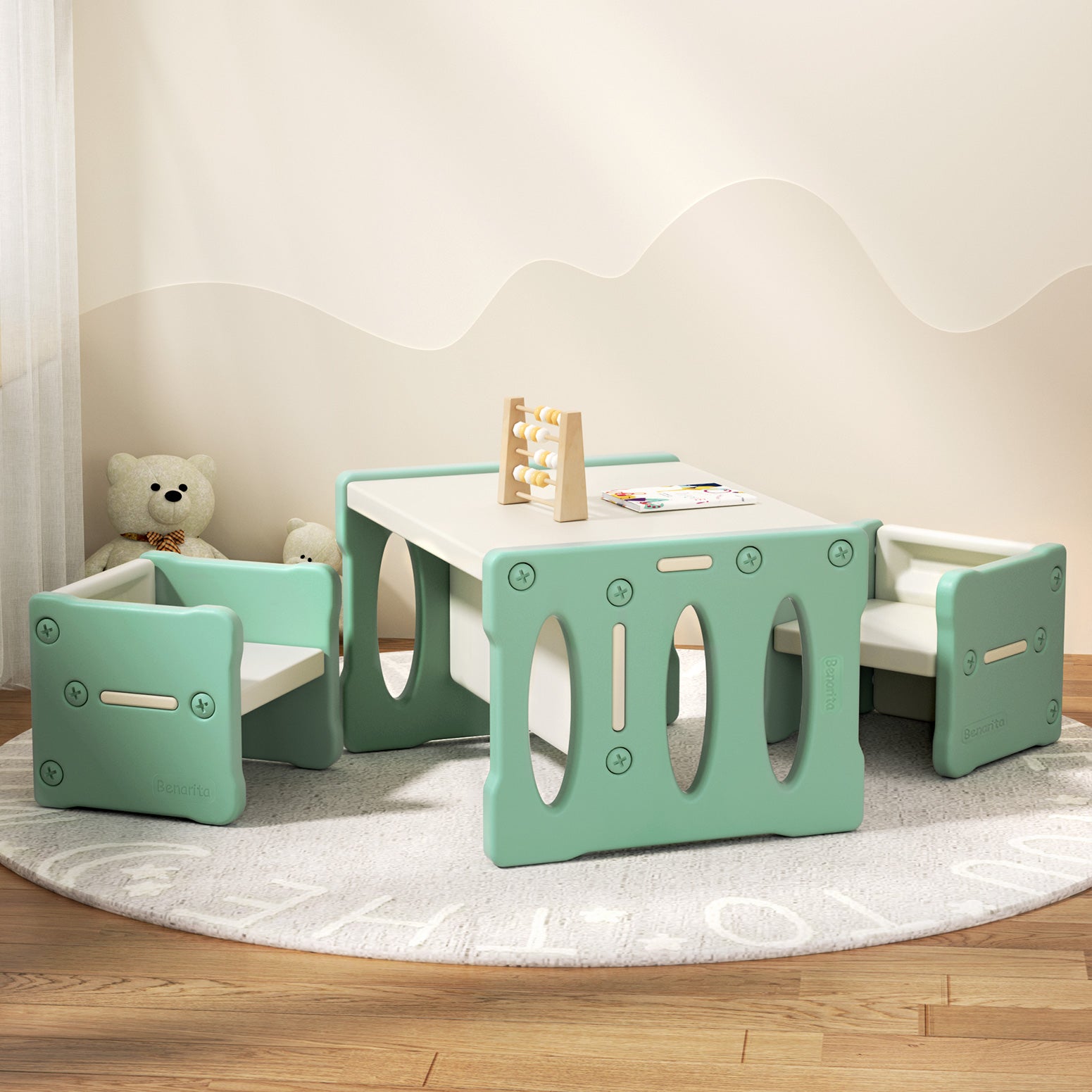 Haven 3PCS Kids Table and Chairs Set HDPE