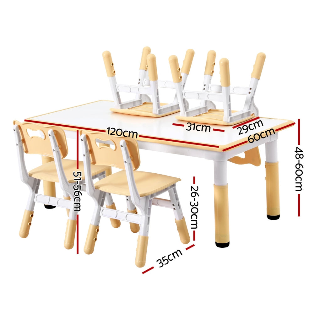Haven Kids Table & Chairs Set – Yellow – Set of 4 Chairs