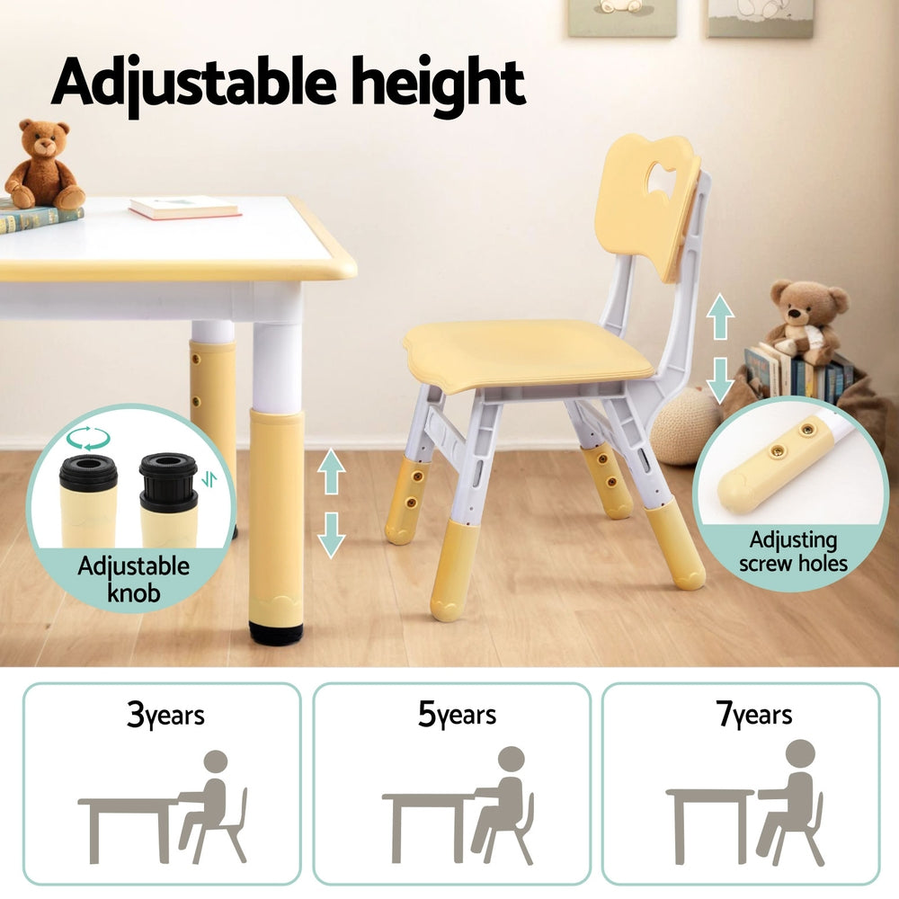 Haven Kids Table & Chairs Set – Yellow – Set of 4 Chairs