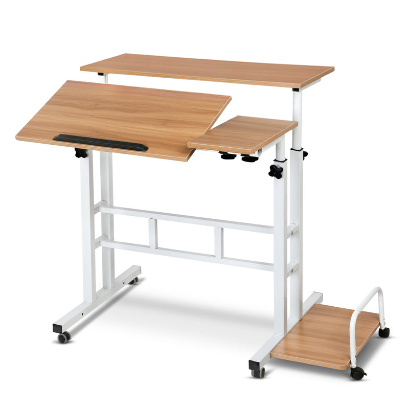 Artiss Laptop Desk Table Adjustable Light Wood 80CM