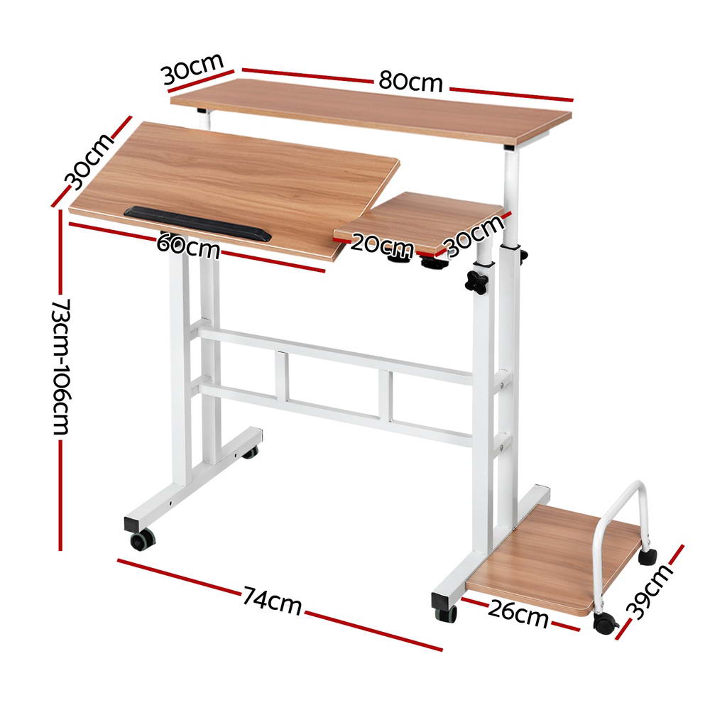 Sterling Mobile Twin Laptop Desk – Brown – 80 cm