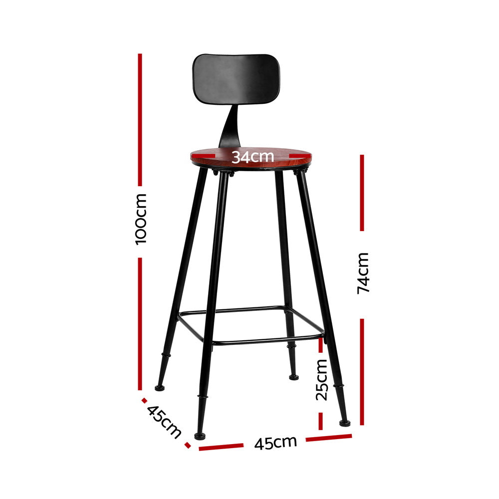 Alex Industrial Bar Stools – Dark Brown & Black – Set of 4
