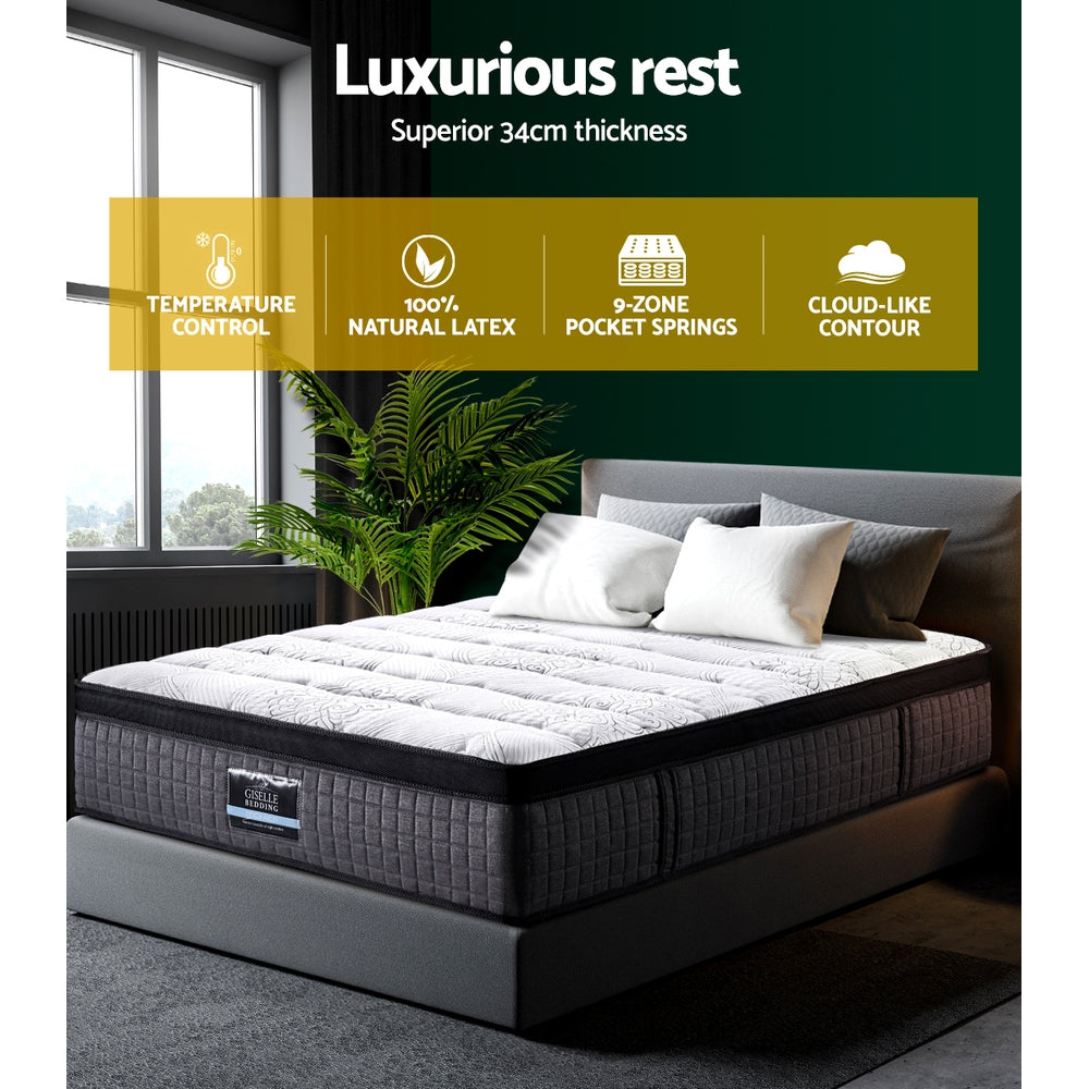 Valentina 9-Zone Latex Foam Mattress – White – Queen