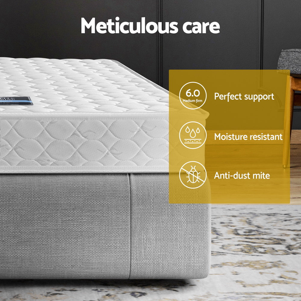 CozyNest Pocket Spring Mattress – White – King Single