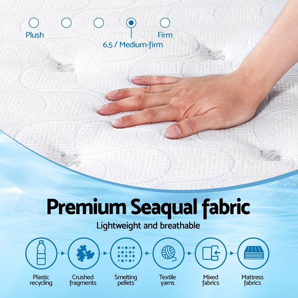 VelvetRest Euro Top Mattress – White – King Single