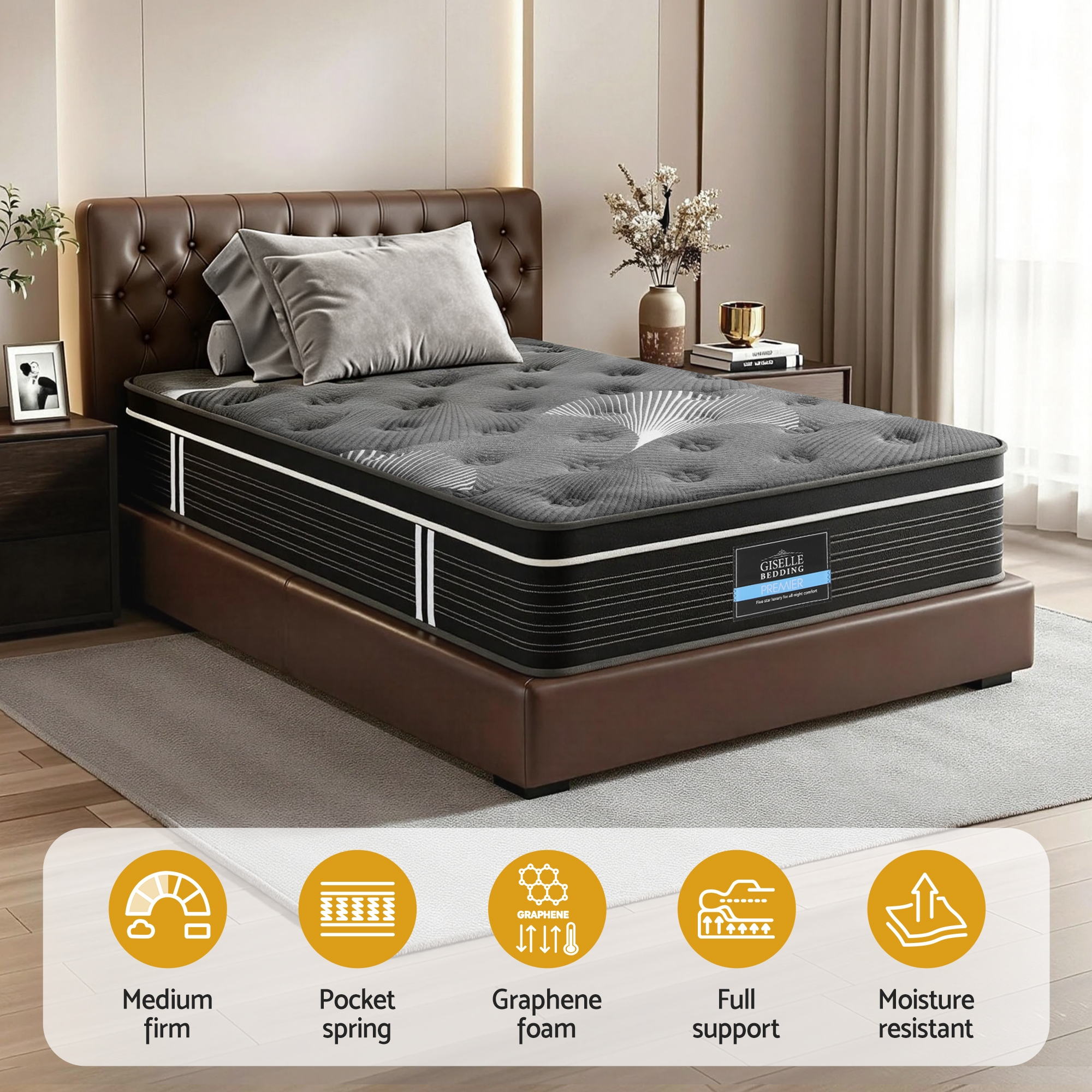 Atlas Euro Top Mattress – Black – King Single