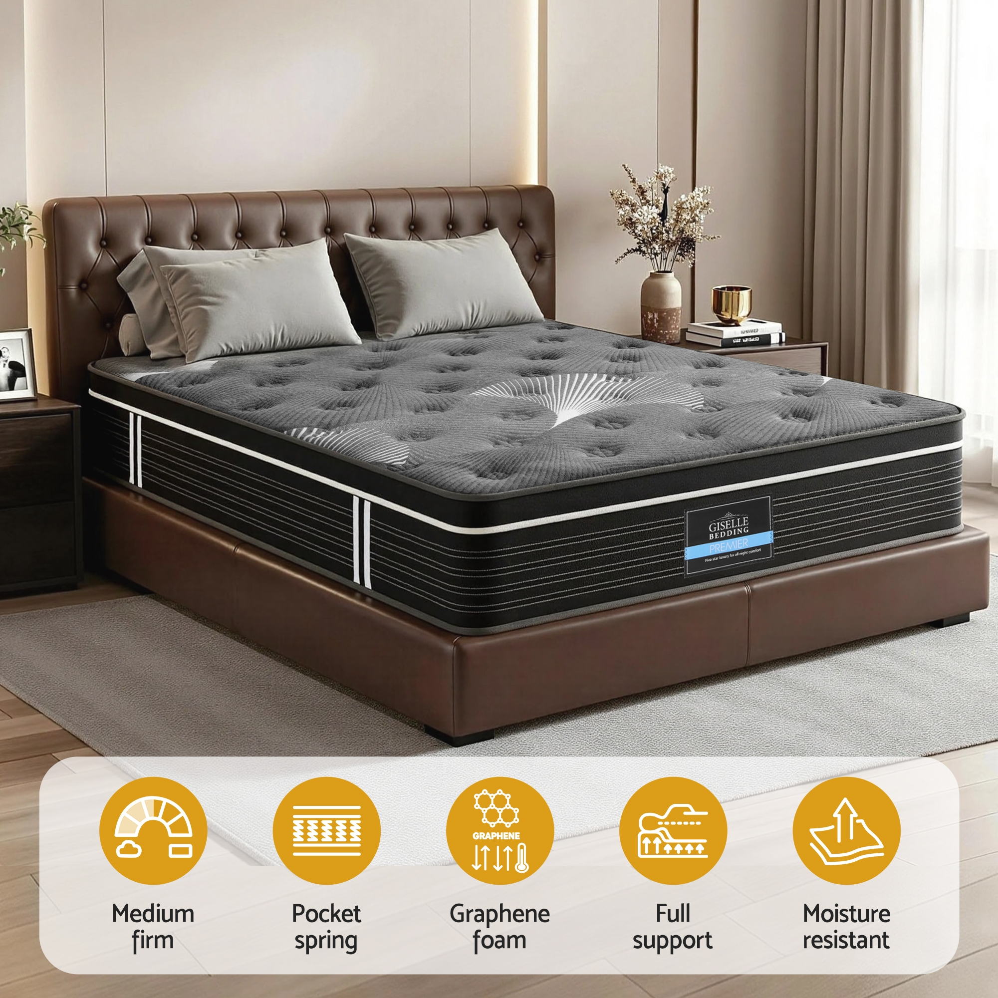 Atlas Mattress 35cm Euro Top Graphene Cooling Medium Firm – Queen