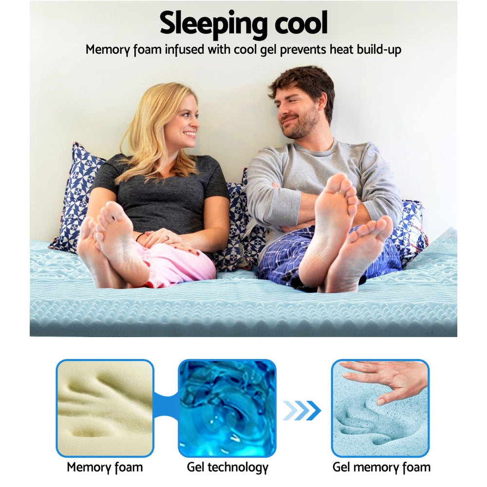 Valentina Gel Memory Foam Mattress Topper – White – Double