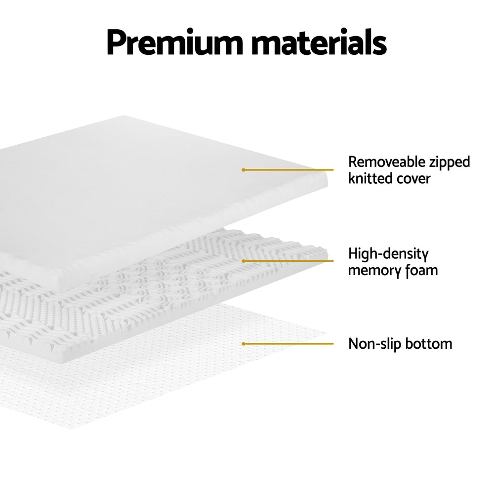 Marston Memory Foam Mattress Topper – White – Single