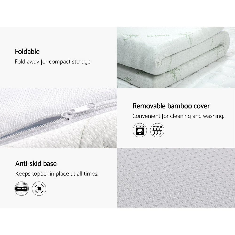 Halston Gel Memory Foam Mattress Topper – White – Double