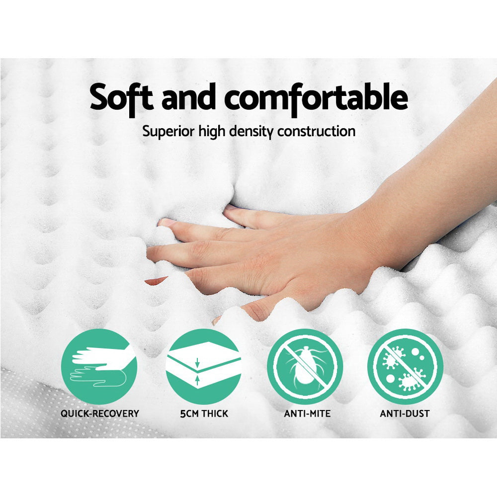 Nara Egg Crate Foam Mattress Topper – White – Single