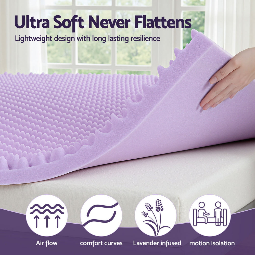 Luna Memory Foam Mattress Topper – White – Queen