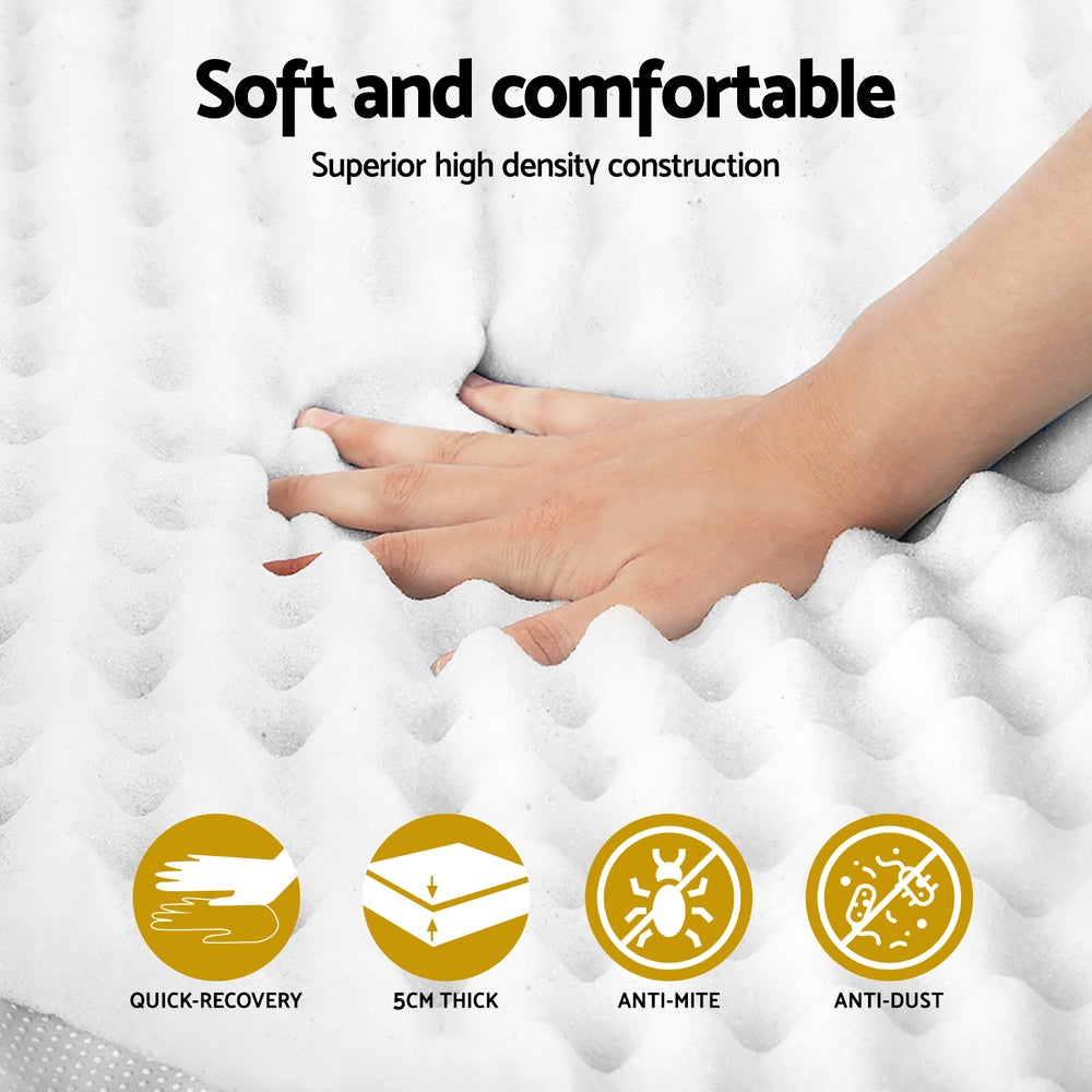 Serano Memory Foam Mattress Topper – White – King Single