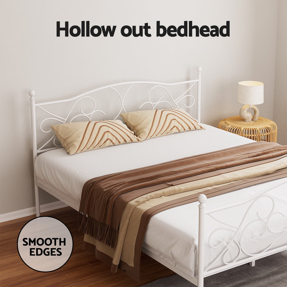 Groa Metal Bed Frame – White – Queen