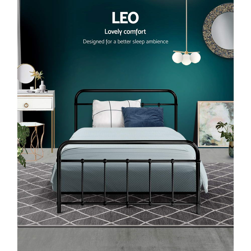 Serano Country Style Metal Bed Frame – Black – King Single