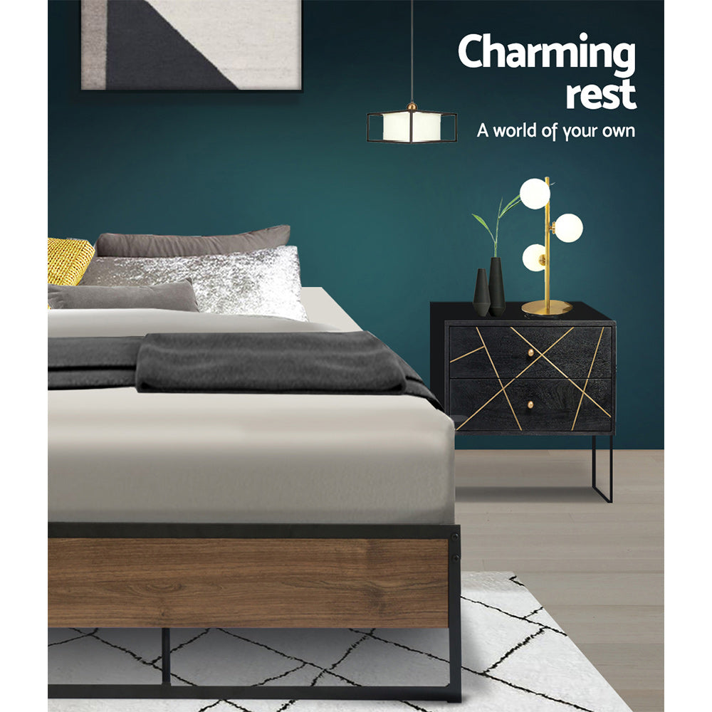 Oslo Metal Bed Frame – Black – King Single