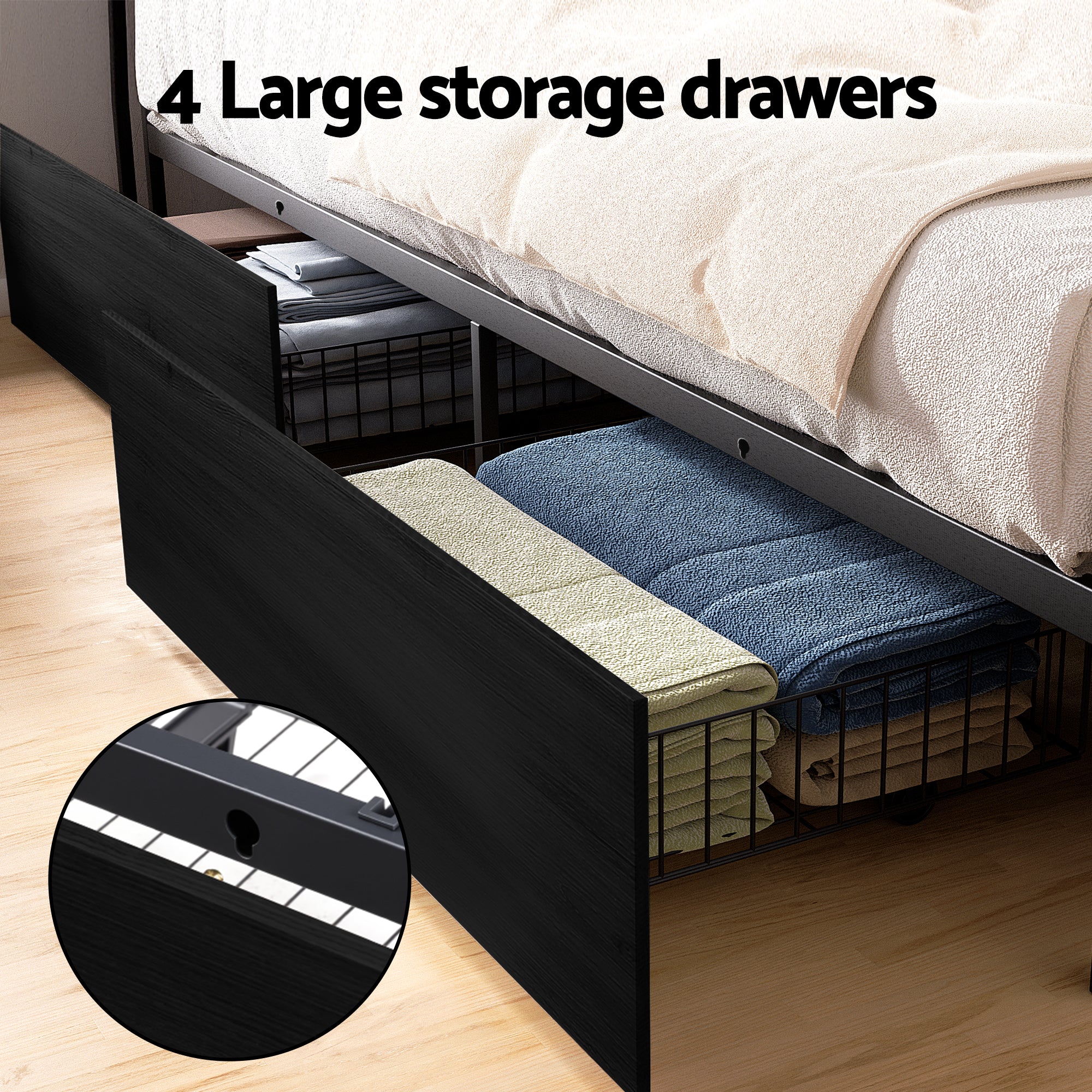 Atlas Metal Bed Frame – Black – King
