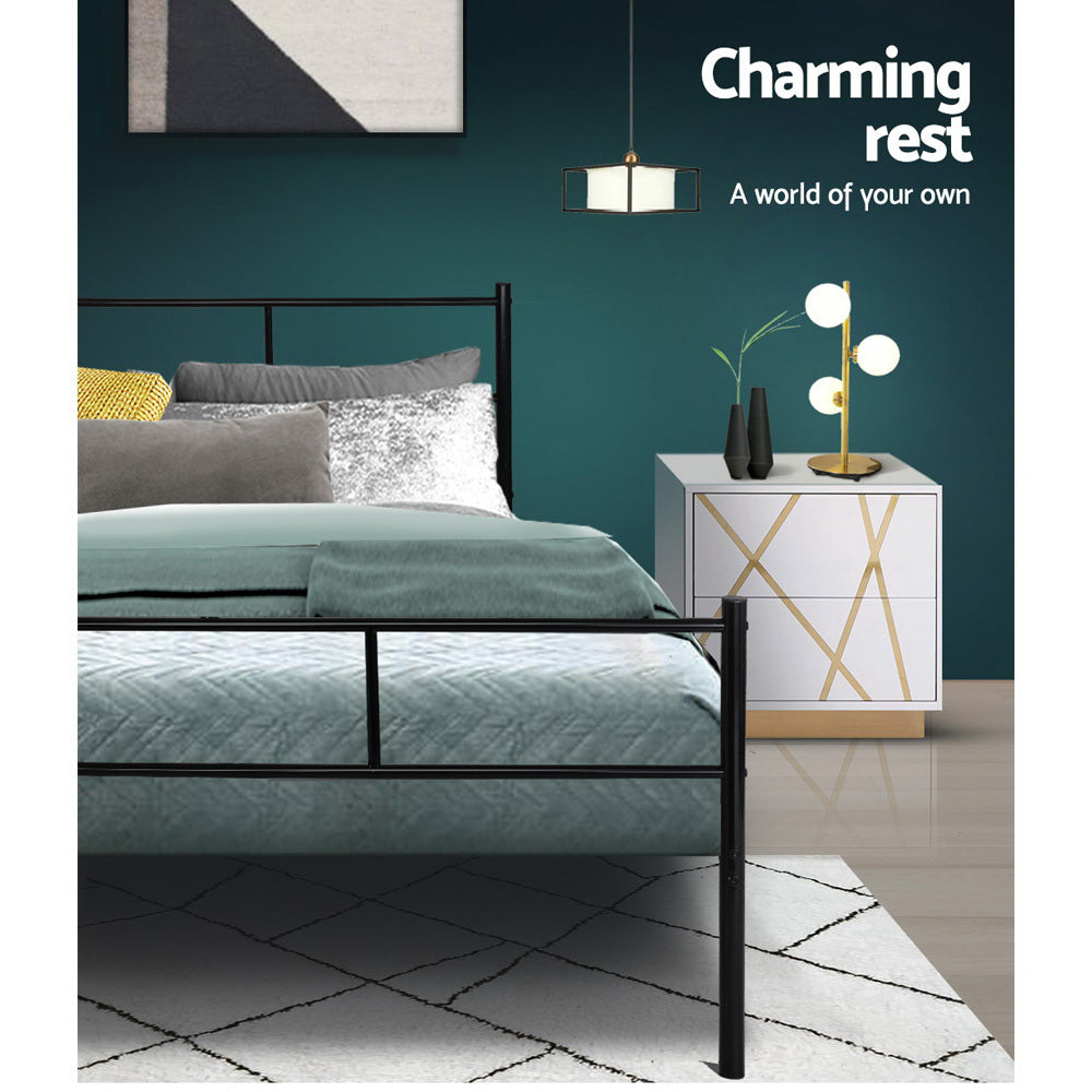 Alderon Metal Bed Frame – Black – Double