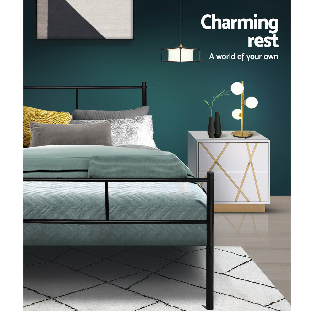 Solano Metal Bed Frame – Black – Queen