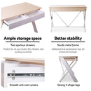 Computer Metal Desk with Drawer - White with Oak Top - 100CM