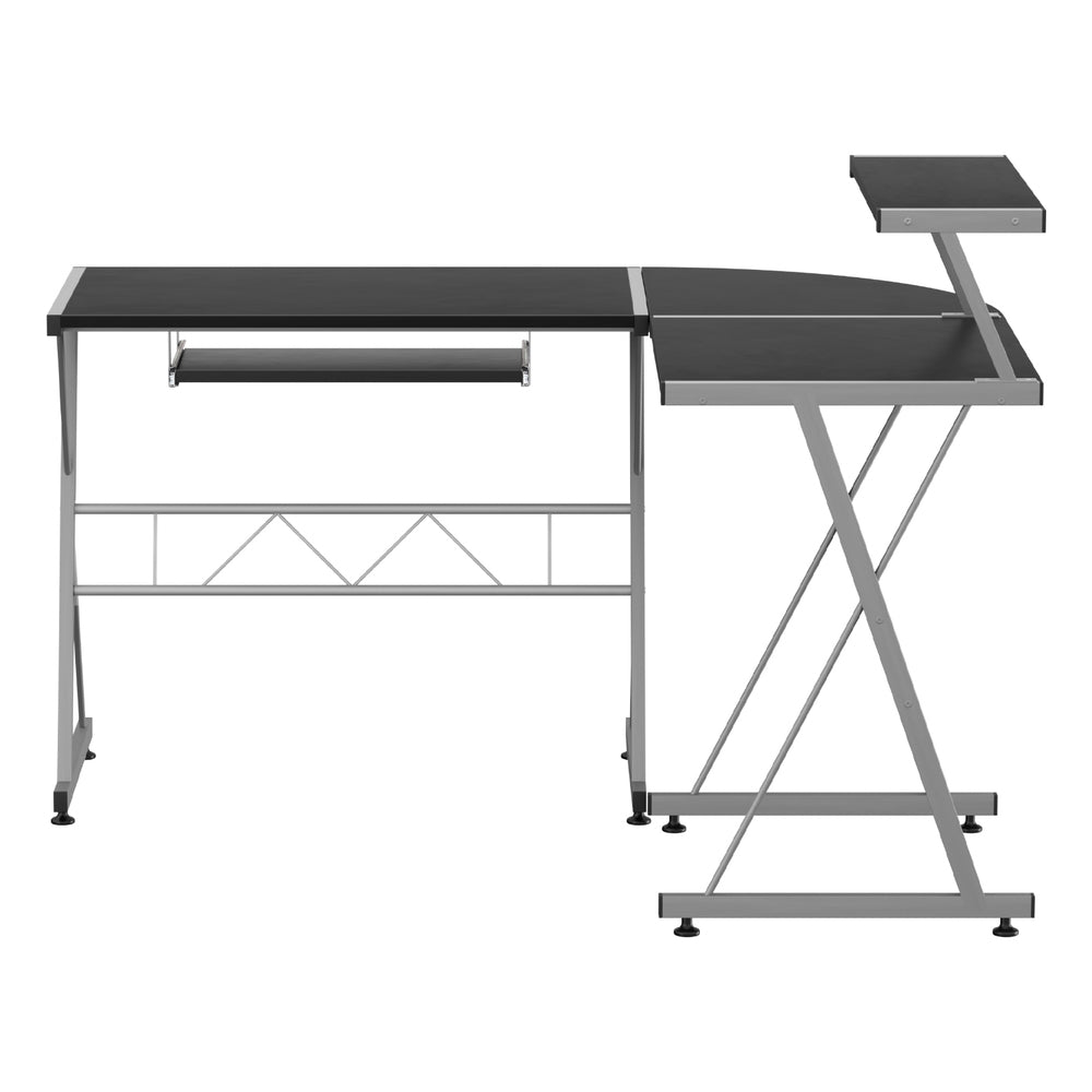 Elle L-Shape Computer Desk with Keyboard Tray – Black – 134cm