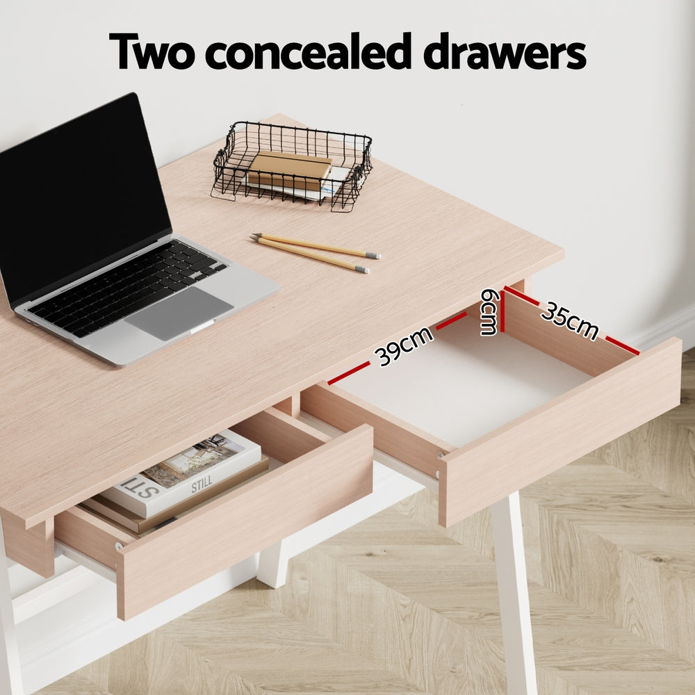 Ashford Computer Desk with Storage – Oak – 100 cm