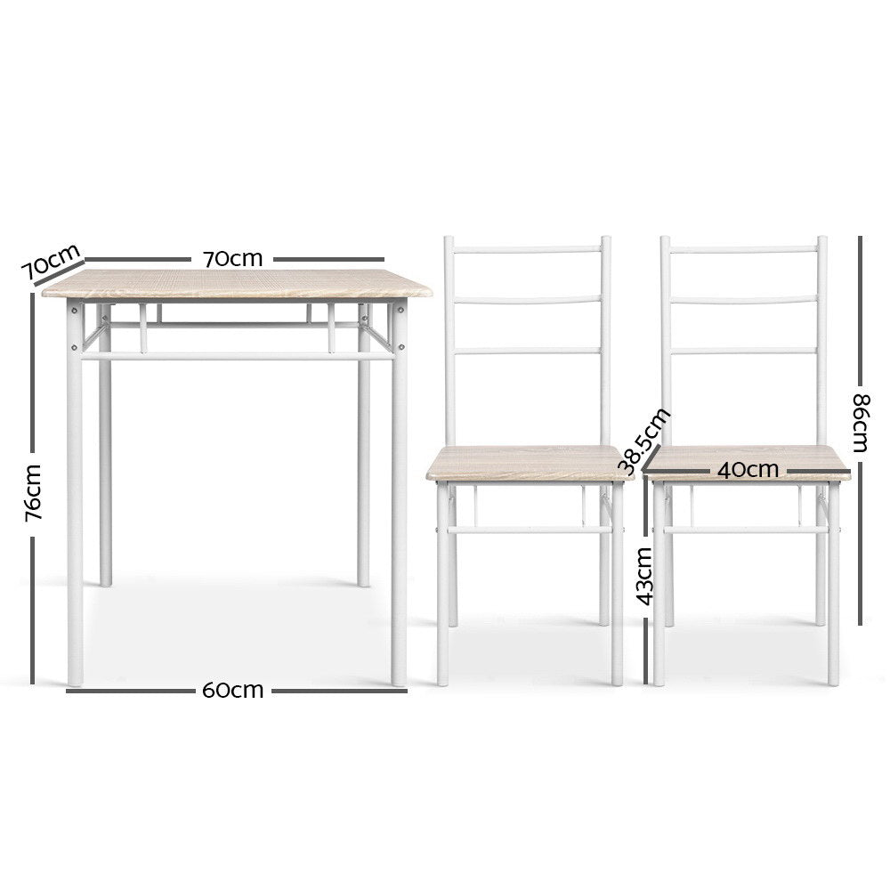 Machal Dining Set – Natural & White – 3 Piece