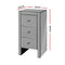 3 Drawer Mirrored Bedside Table - Grey