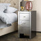 3 Drawer Mirrored Bedside Table - Grey