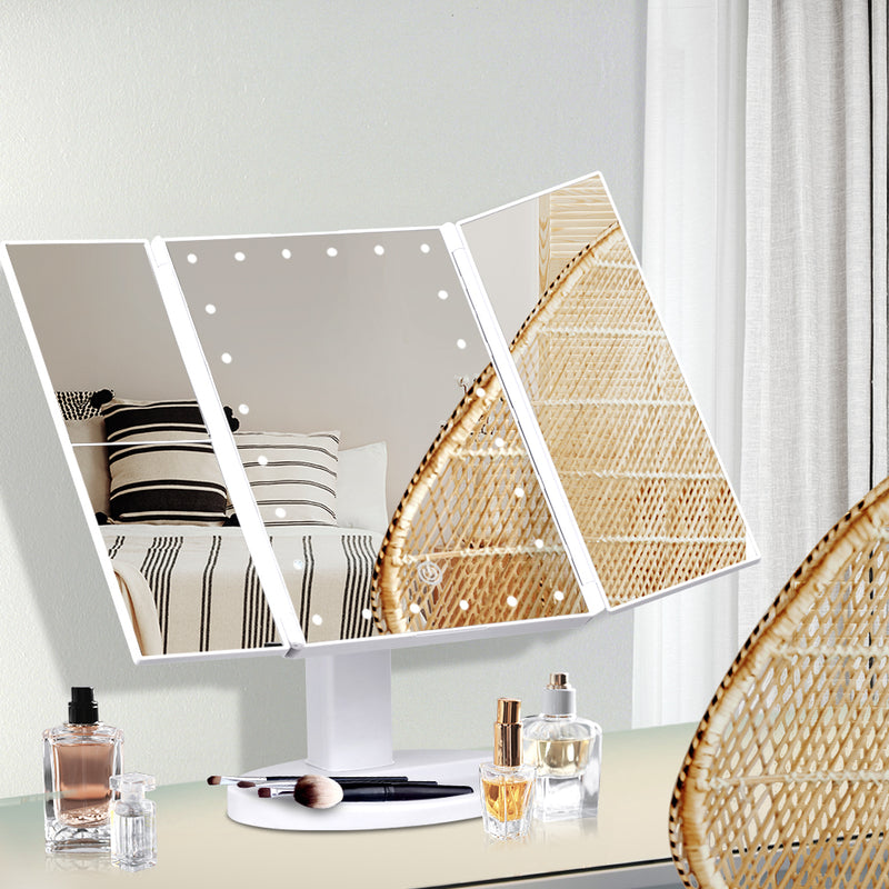 Makeup Mirror with 22 LED light - Tri-fold Storage