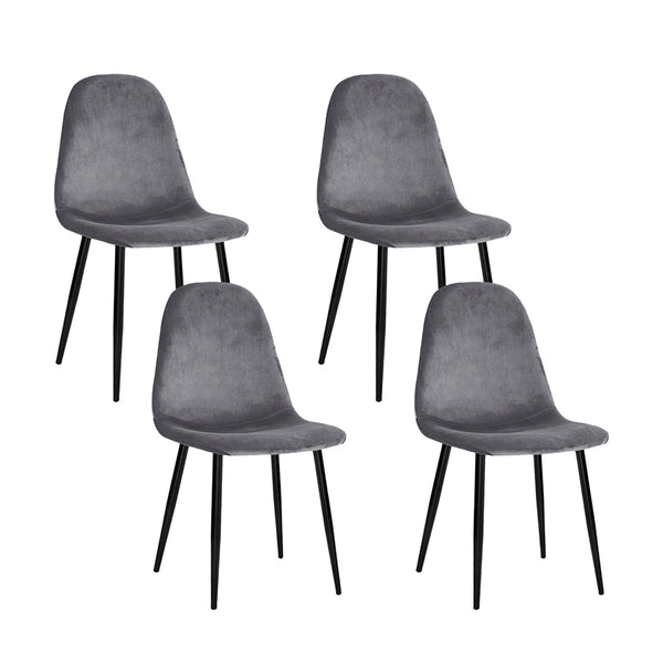 Artiss Dining Chairs Grey Velvet Set of 4 Nova