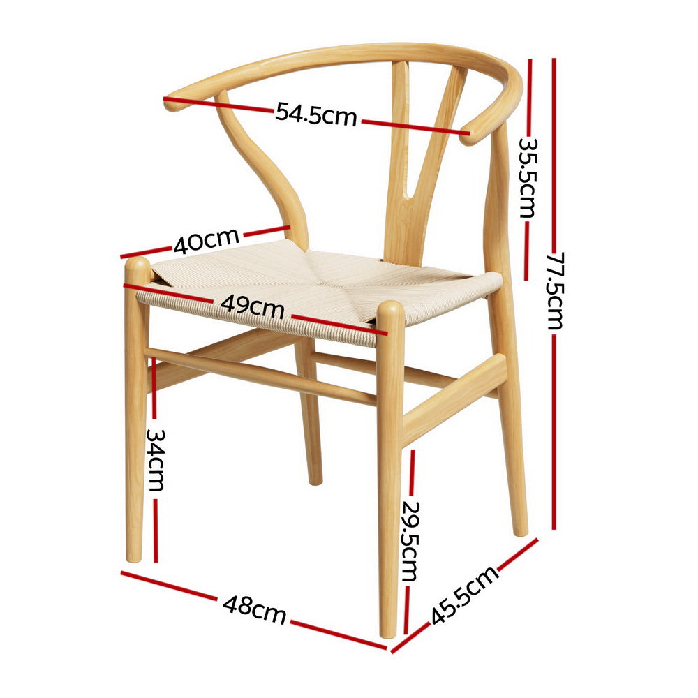 Willow Wishbone Dining Chairs – Brown / Wood – Set of 4