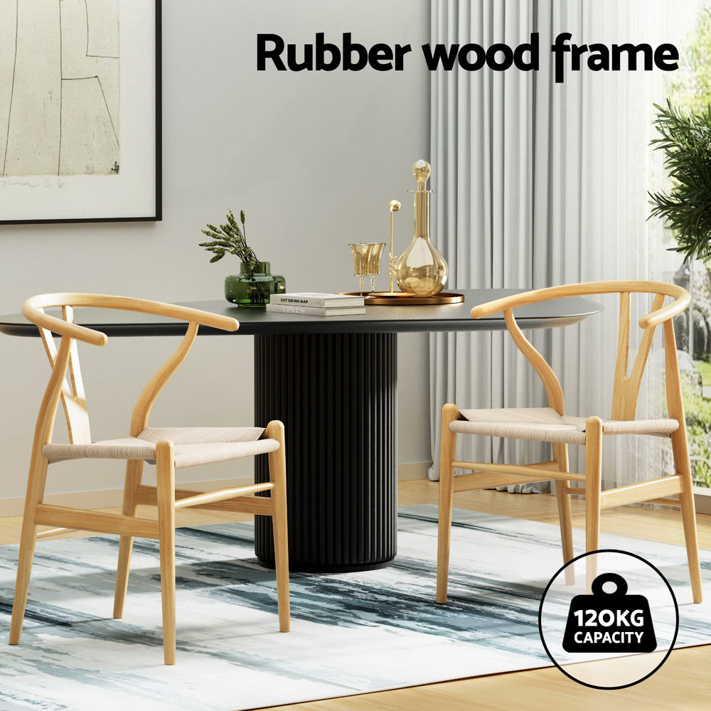 Willow Wishbone Dining Chairs – Brown / Wood – Set of 6