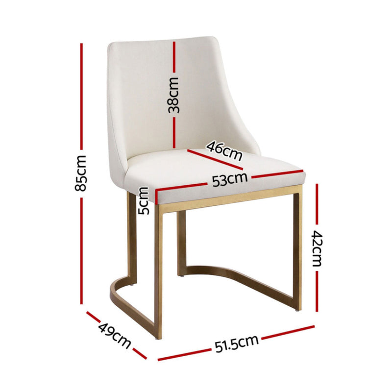 4 x Linen Dining Chairs – Beige with Timber Frame
