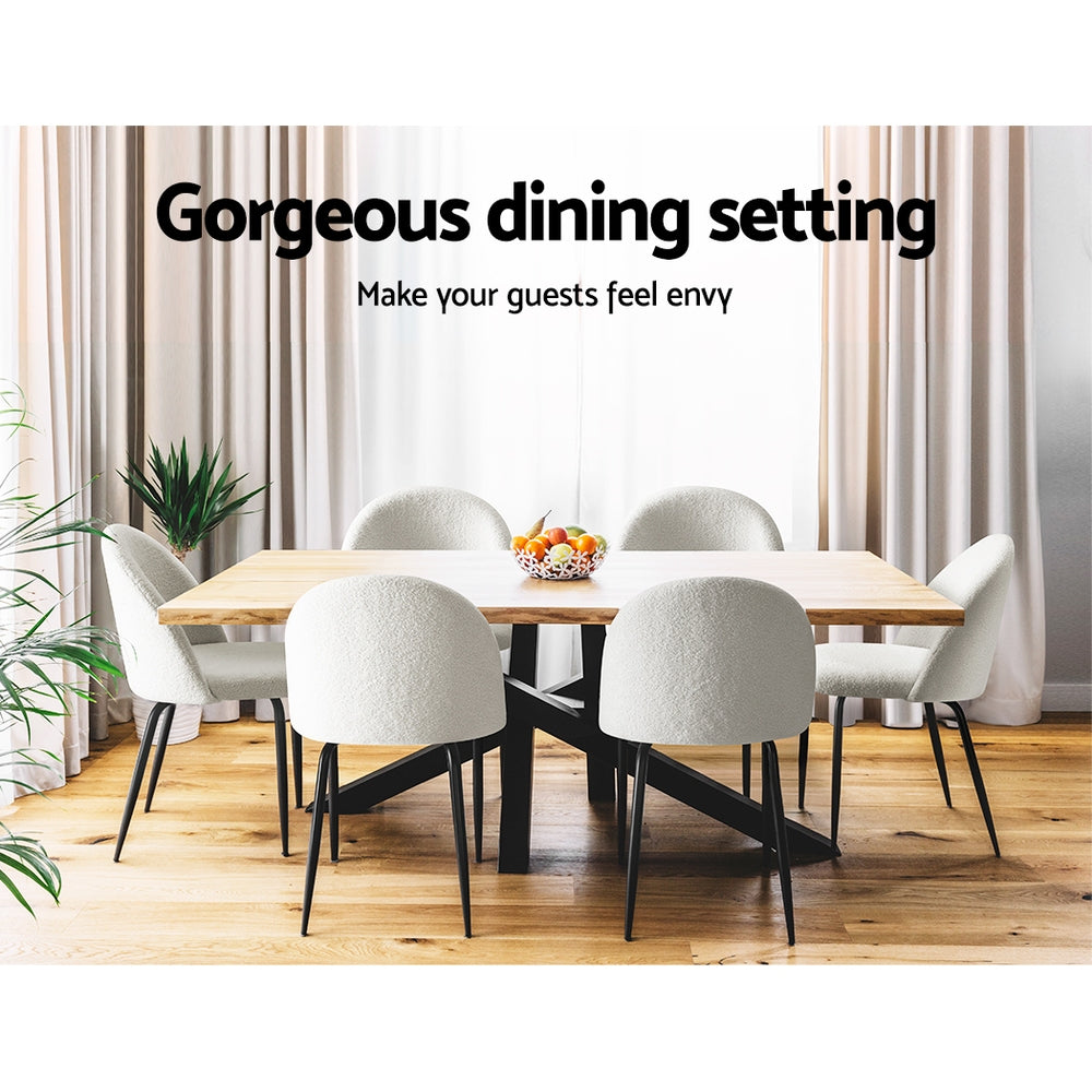 Valentino Dining Chairs – White Boucle – Set of 2