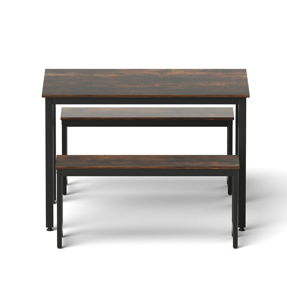Valen Dining Set with Benches – Dark Walnut – 3 Piece