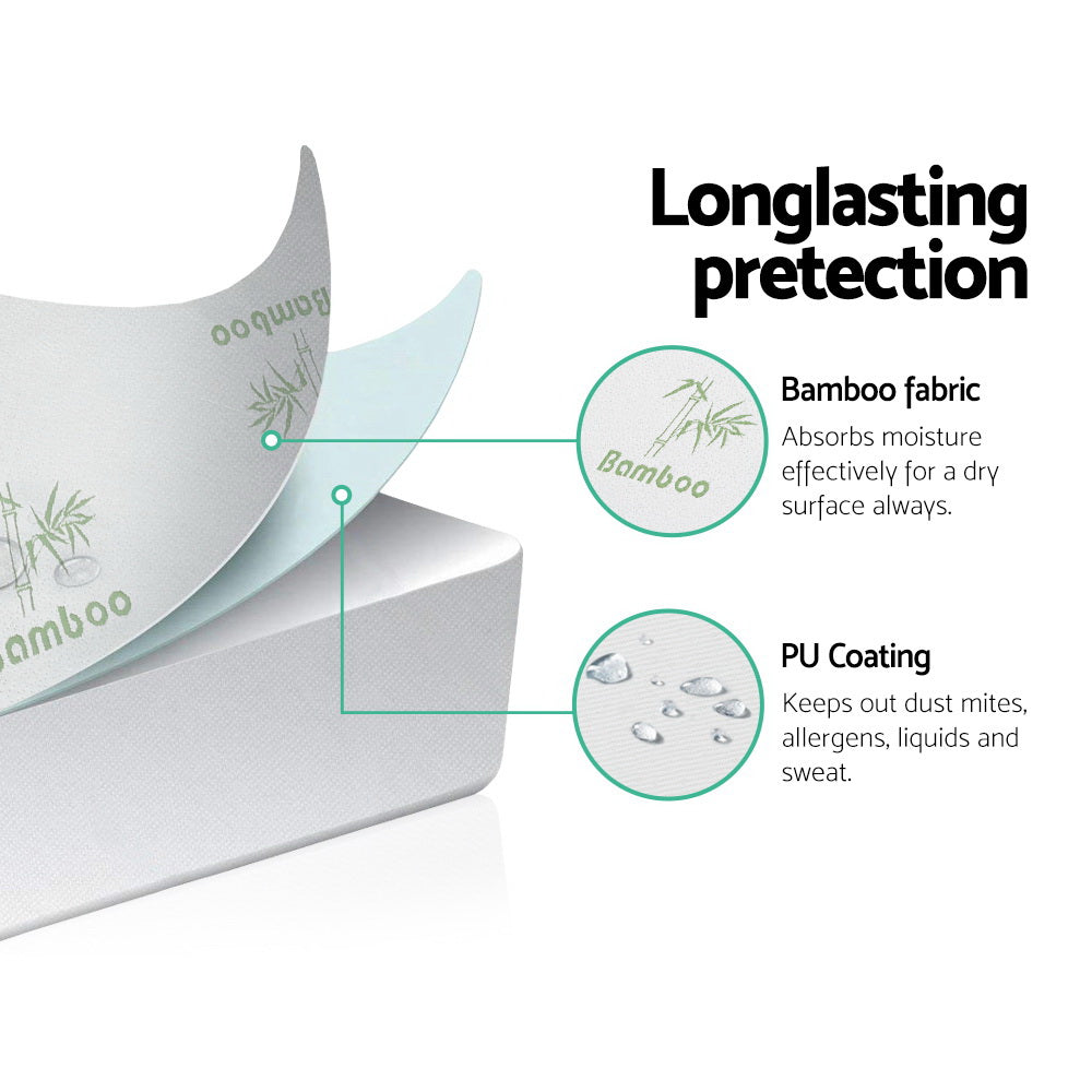 Bambara Bamboo Mattress Protector – White – King