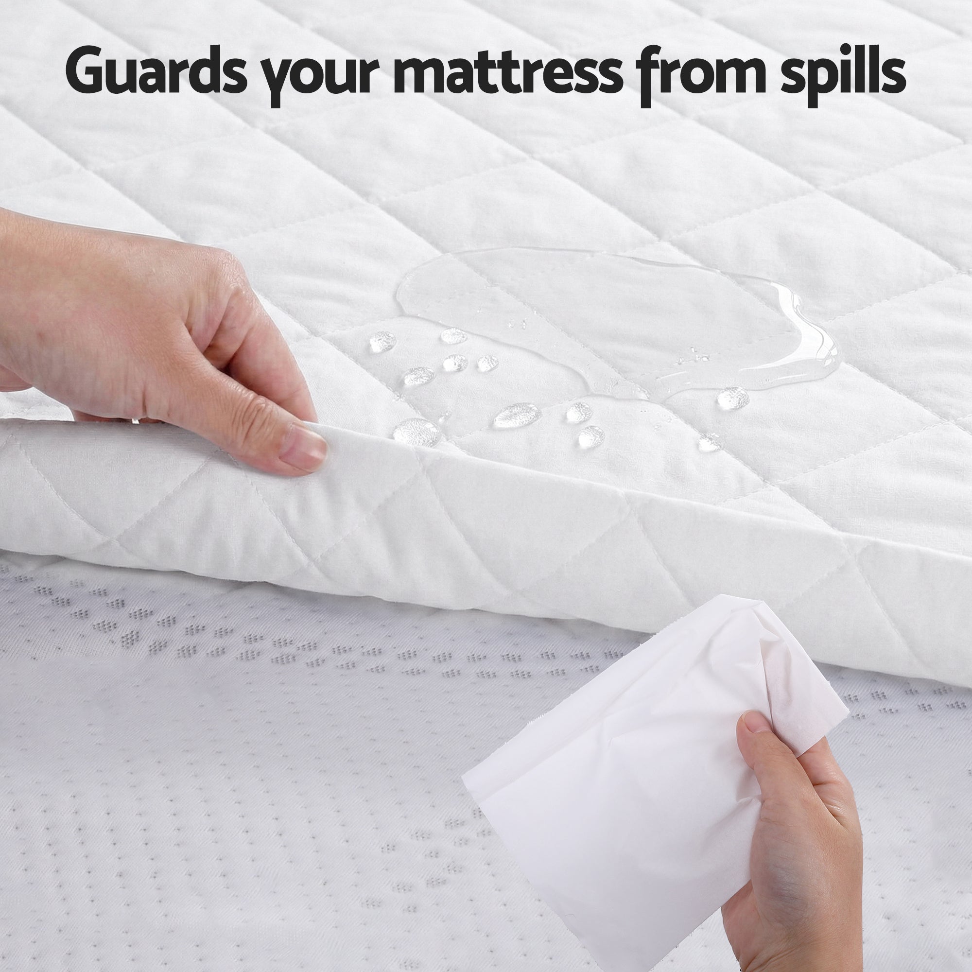 Calderon Cotton Quilted Mattress Protector – White – Double