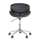 Wooden Leather Office Chair - Black